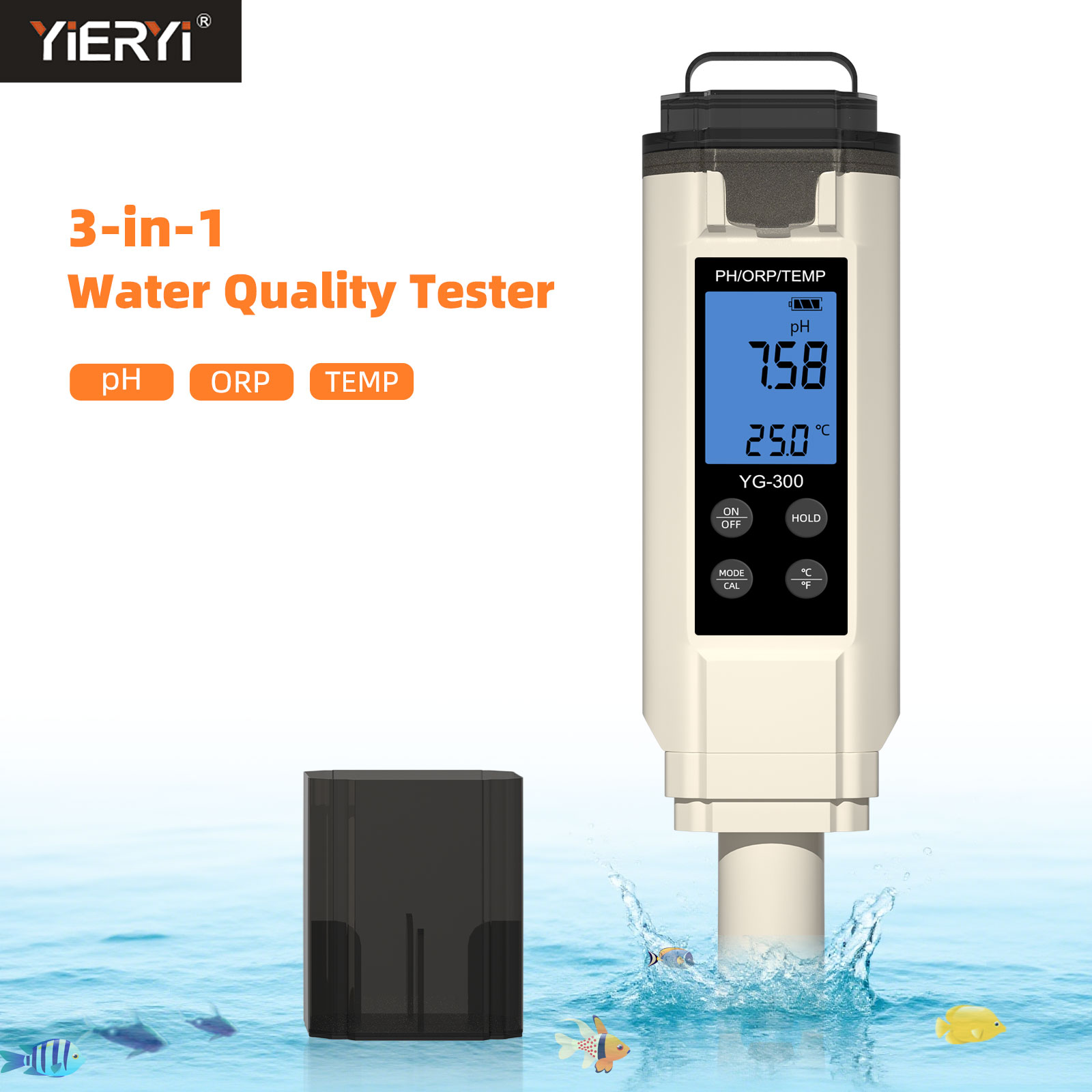 Marine Aquarium Par Meter - Yieryi Digital 3 in 1 PH/ORP/Temp