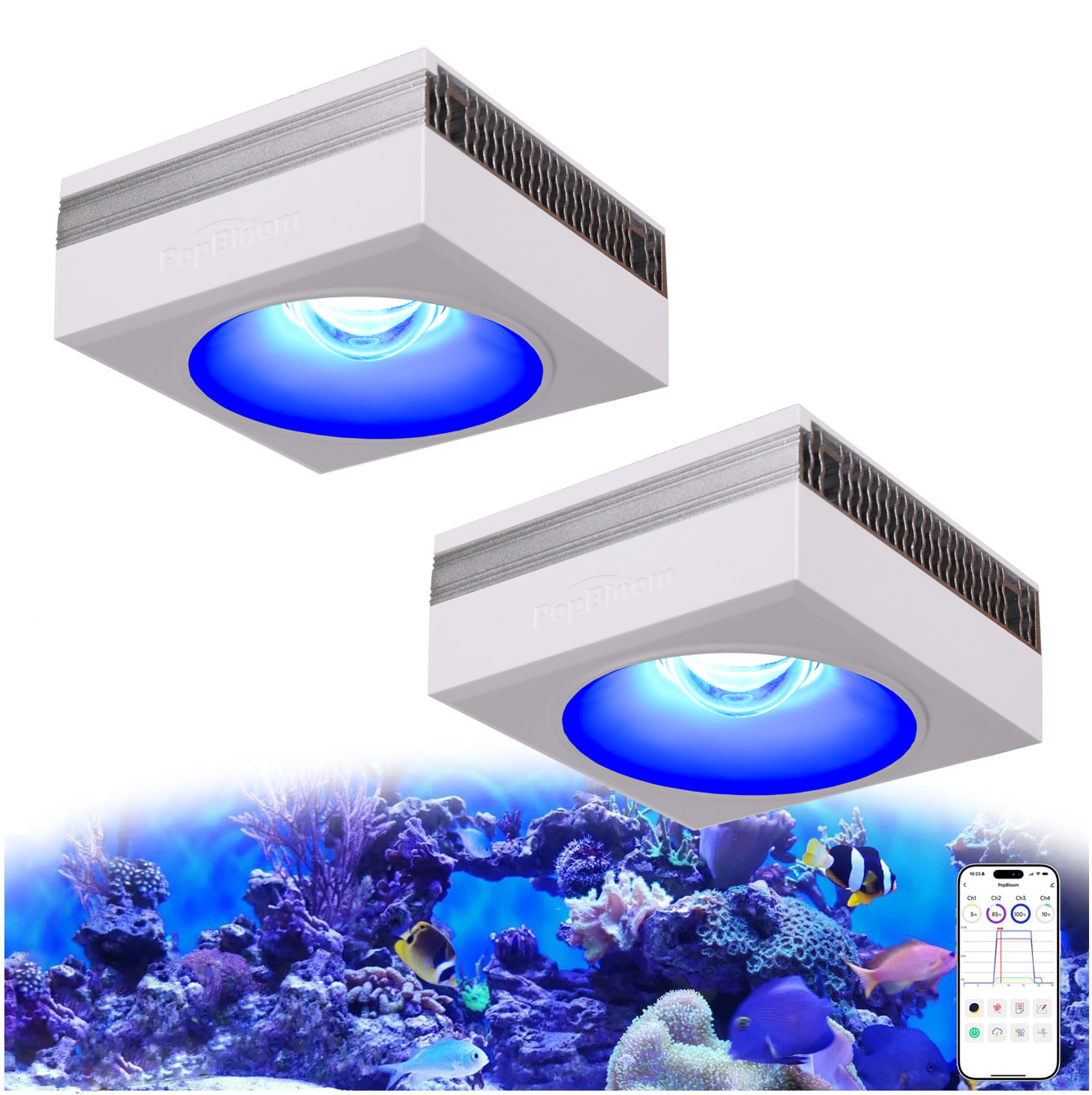 Marine X Aquarium - Lampu Akuarium LED WiFi PopBloom RL90