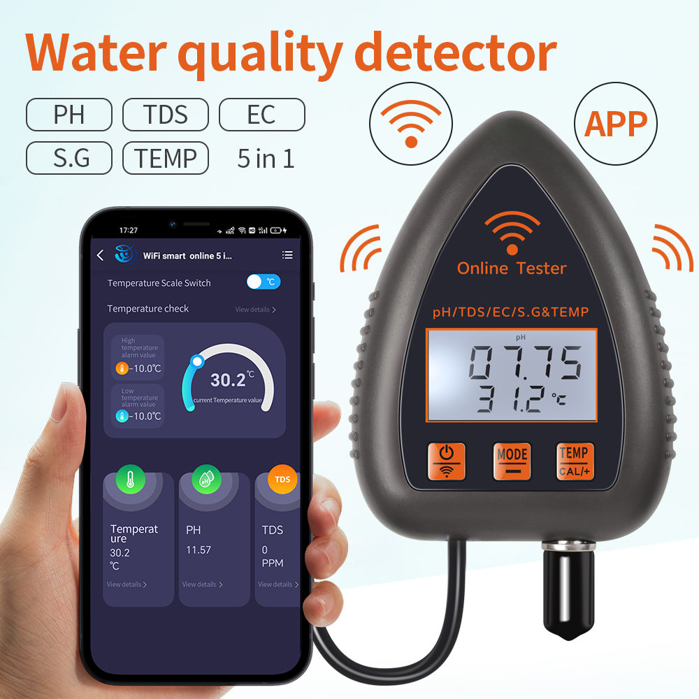 Tuya WiFi 5 In 1 TDS/EC/GARAM/ - Marine Aquarium Par Meter ulasan dan harga